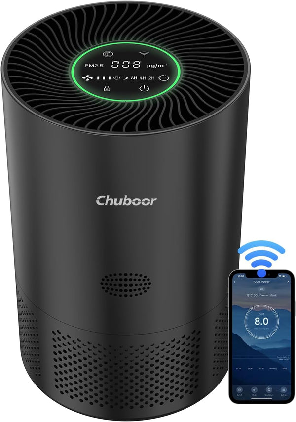 Chuboor Smart Air Purifiers for Home Bedroom, Covers Up to 1200 Ft²