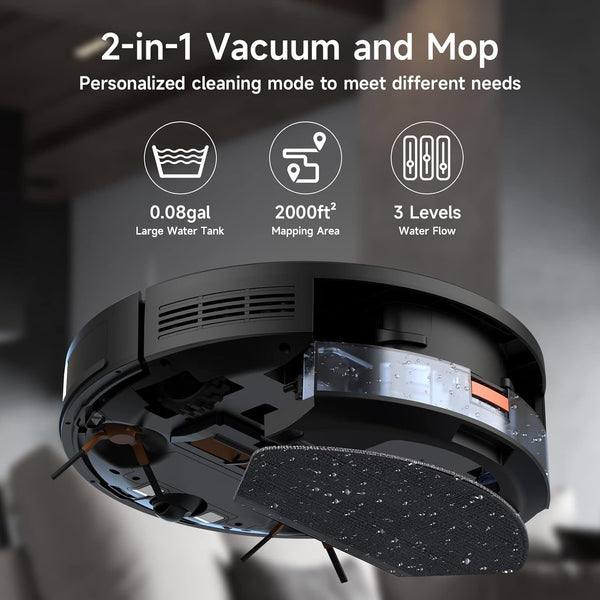 Robot Vacuum Cleaner 4500Pa Strong Suction 2-in-1 with Lidar Navigation 200min Runtime